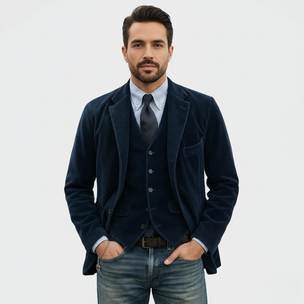 Riviera | Conjunto de chaqueta y chaleco de terciopelo
